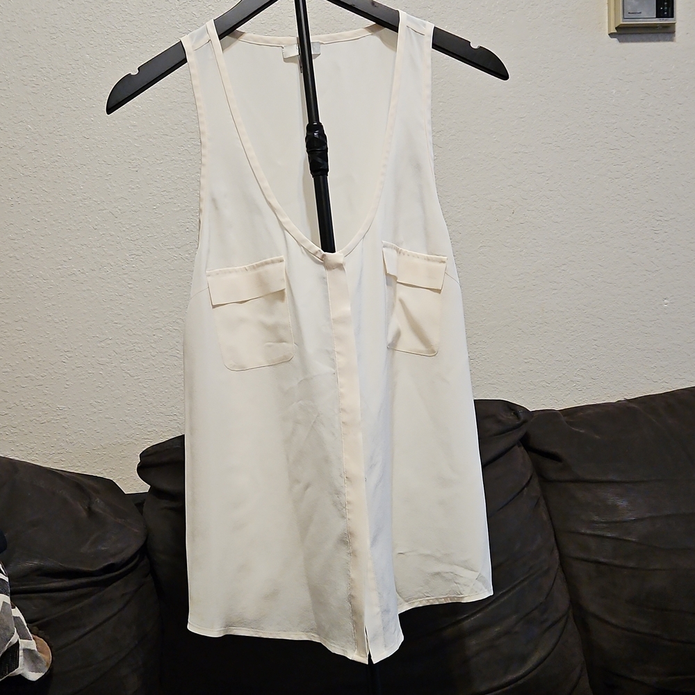 Joie Cream Sleeveless V-Neck Blouse